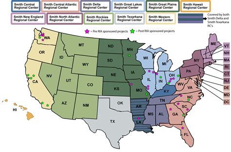 Eb 5 Regional Centers In 49 States Map Of Eb 5 Regional Centers