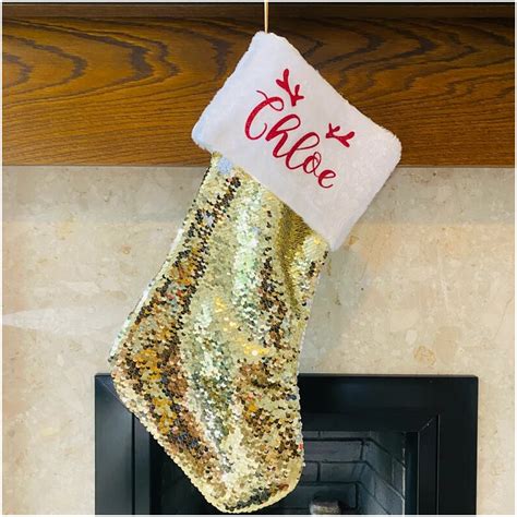 Personalised Gold Sequin Christmas Stocking