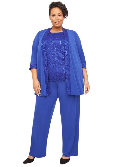 Catherines Womens Plus Size 3 Piece Lace Gala Pant Suit 30 W Galaxy