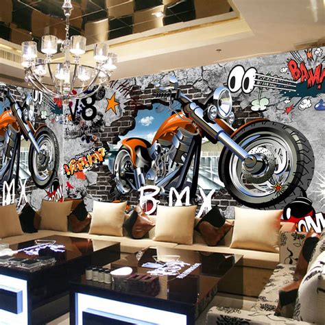 Motorcycle Street Art Graffiti Mural Wallpaper