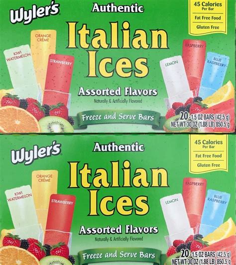 Wylers Authentic Italian Ices Original Flavors2 Pack 40 15oz Pops