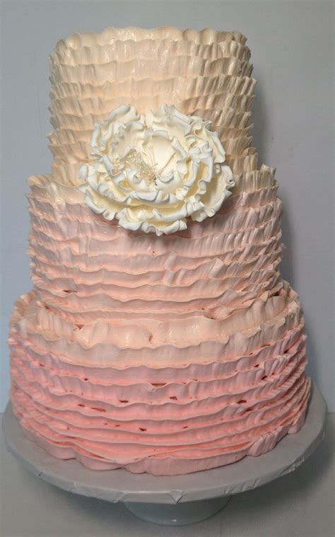 Pink Ombré Ruffle Wedding Cake Italian Meringue Buttercream Ruffles