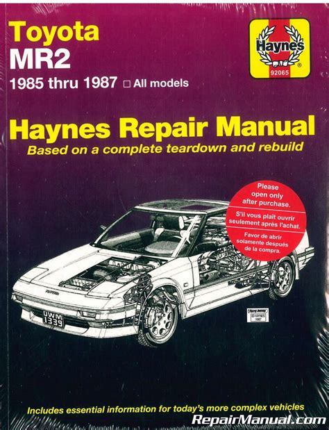 Haynes Toyota Mr2 1985 1987 Auto Repair Manual