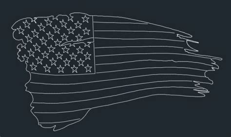 American Tattered Flag For Plasma Laser Cut Cnc Vector Dxf Cdr Ebay