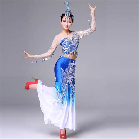 Buy Blue Peacock Dance Costumes For Women Peacock