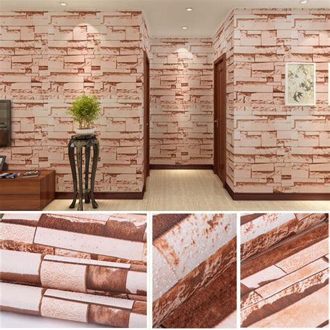 Rainqueen Self Adhesive Wallpaper Pvc Waterproof Stone Wallpapers Brick