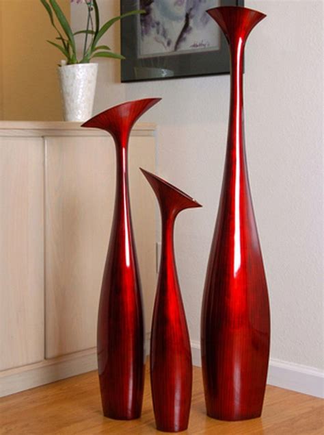 Tall Flower Vase Large In Red Black By Hebi Arts Floor Vase Decor Home Interior Accessories