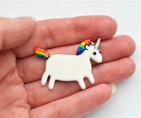 Rainbow Unicorn Pin Badge With Hand Painted White Unicorn Pin Etsy