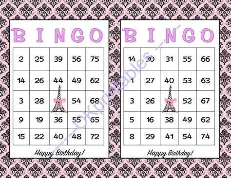 30 Happy Birthday Bingo Cards Printable By Okprintables On Zibbet