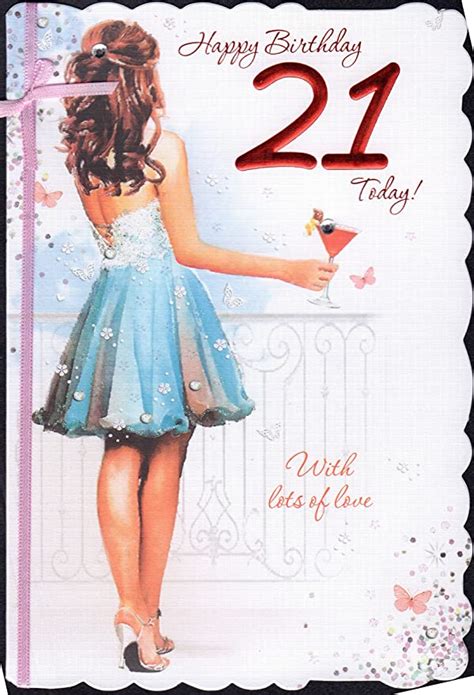 21st Birthday Card Happy Birthday 21 Today Female Design Amazon