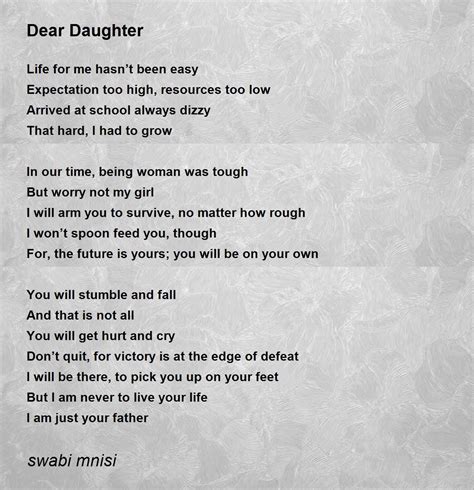 Dear Daughter Dear Daughter Poem By Swabi Mnisi