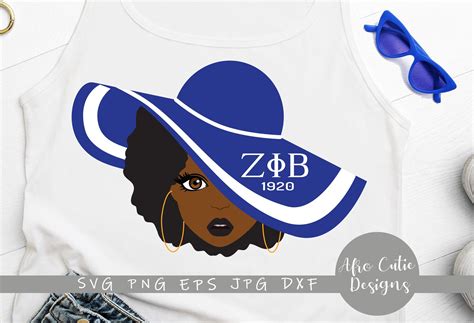 Zeta Sorority Girl Blue Hat African American Afro Woman Etsy