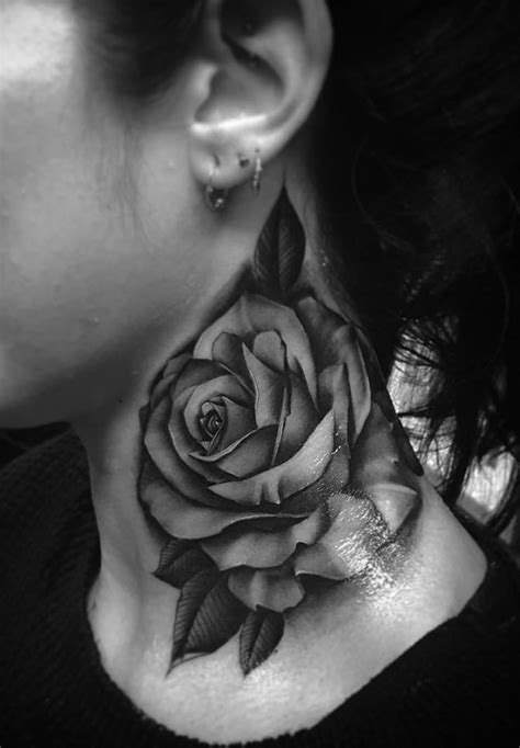Neck Rose Tattoo © Tattoo Artist Bobby Loveridge 💟🌹💟🌹💟🌹💟🌹💟 Rose Neck
