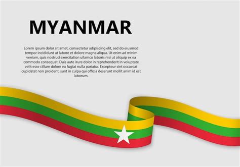 Waving Flag Of Myanmar Banner Vector Premium Download
