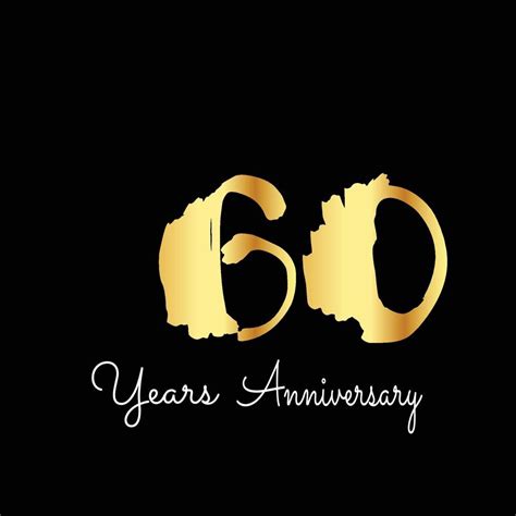 60 Years Anniversary Celebration Gold Black Background Color Vector