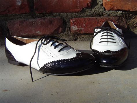 Womens Black And White Wingtip Oxfords