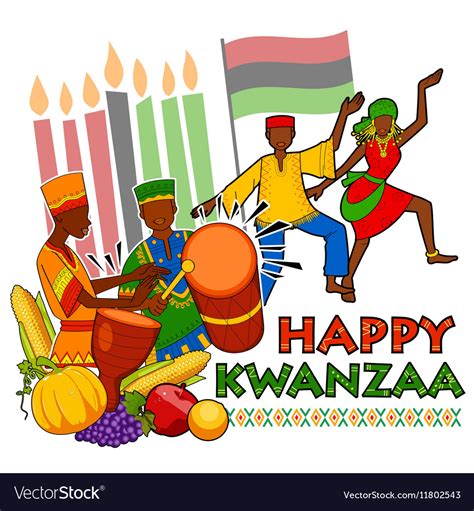 Happy Kwanzaa Greetings For Celebration African Vector Image