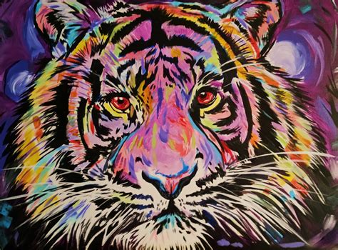 Purple Tiger Head A Commission Piece I Did Last Christmas Abstract