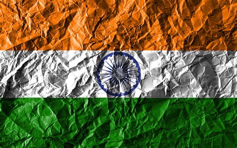 Indian Flag Crumpled Paper Asian Countries Creative High