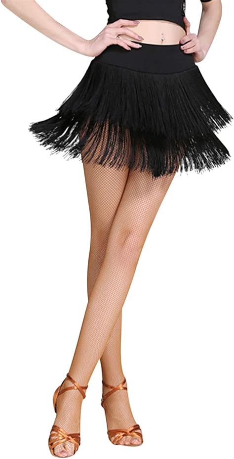 Amazon Com ZX Fringe Dance Skirts For Women Ballroom Latin Salsa Tango Skirt Halloween Rave