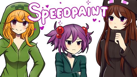 I Draw Minecraft As Anime Girls 💚 Speedpaint On Medibang Youtube
