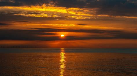 Sea Horizon Sunset Silhouette Background Reflection 4k Hd Nature