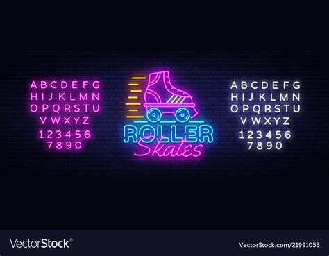 Roller Skates Neon Sign Retro Quad Royalty Free Vector Image