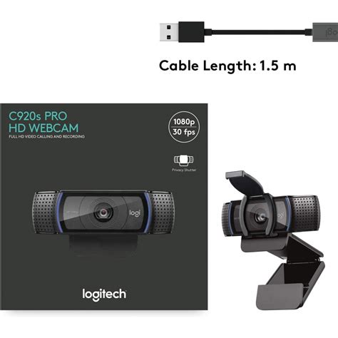 Logitech C920s Hd Pro Webcam With Privacy Shutter Panoramic Recording And Video Calling 1080p