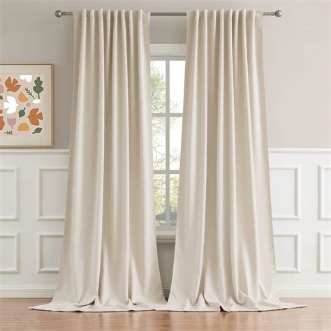 Amazon.com: DUALIFE Ivory Beige Curtains 102 Length, Cream Blackout