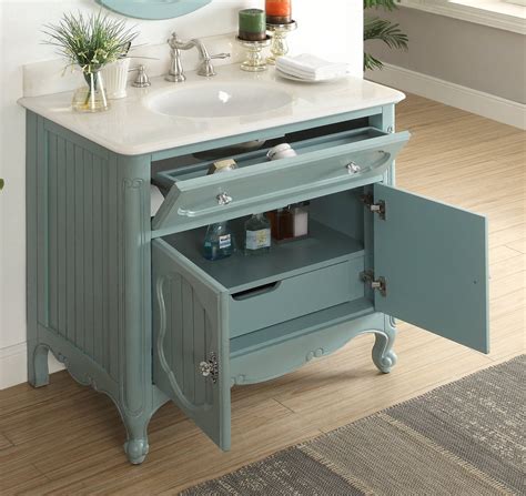 34 Single Sink Victorian Cottage Style Bathroom Vanity Vintage Blue