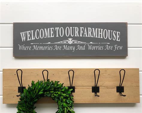 Welcome To Our Farmhouse Wood Sign Wood Welcome Sign Porch Etsy