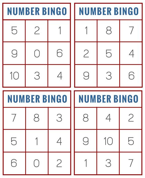 Numbers Bingo Printable