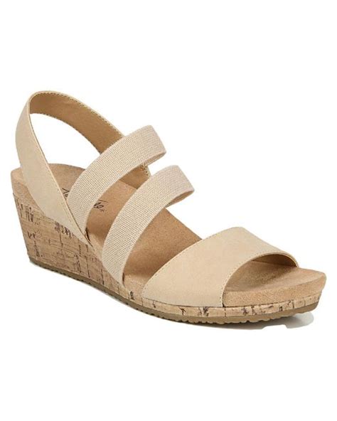 Lifestride Marina Faux Suede Comfort Footbed Strappy Sandals In Natural
