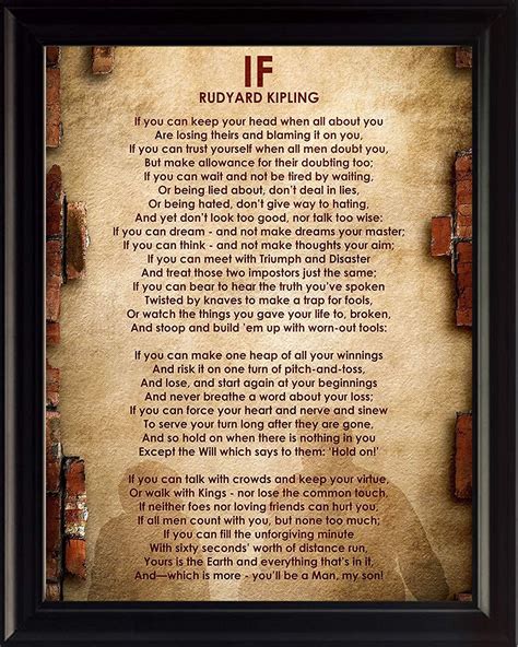 “if” Poem By Rudyard Kipling Framed Poster Picture Print Motivational