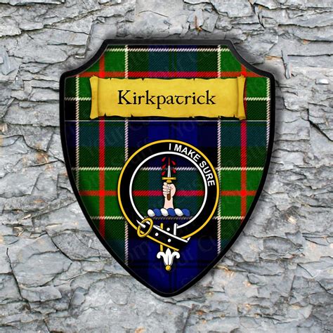 Kirkpatrick Shield Plaque With Scottish Clan Coat Of Arms Etsy