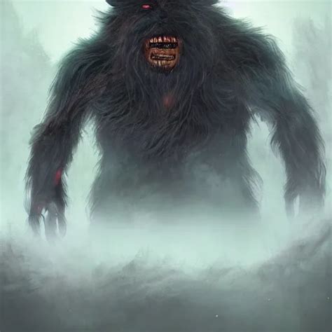 Epic Hairy Monster Terrifying Covered In Dark Fur And Stable