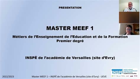 Présentation Du Master Meef1 Professeur Des écoles Youtube