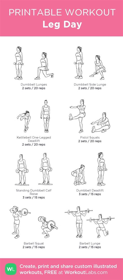 Leg Day My Custom Printable Workout By Workoutlabs Pair With Chest And