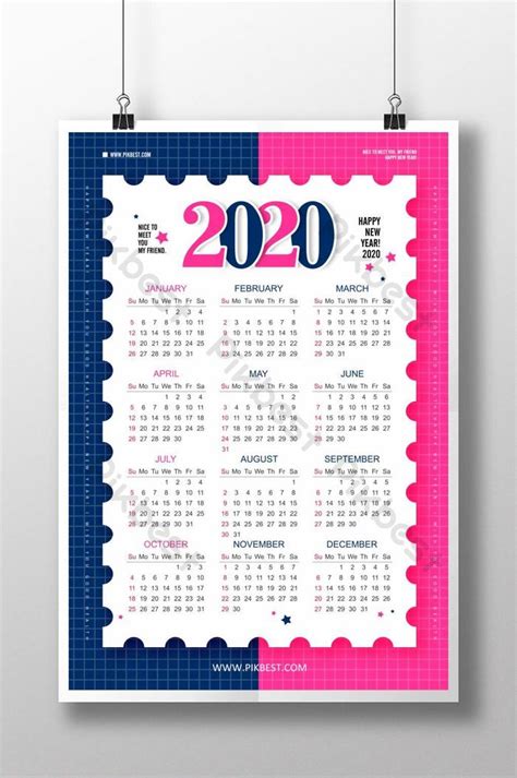 Download Template Kalender 2020  Contoh Gambar Template