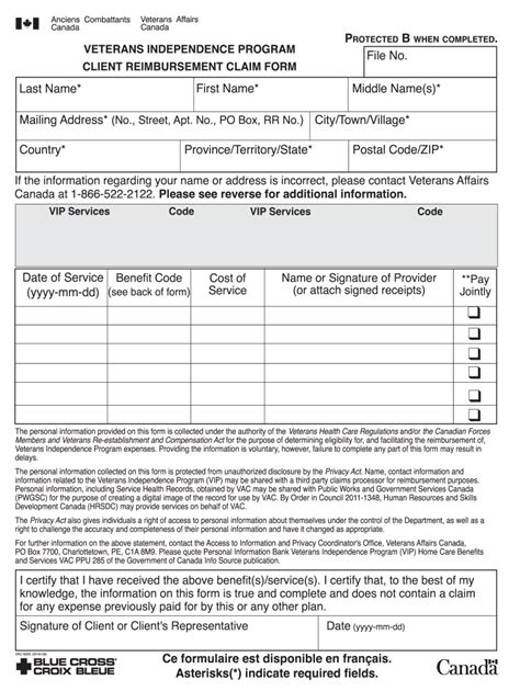 2012 Form Canada Vac 930e Fill Online Printable Fillable Blank