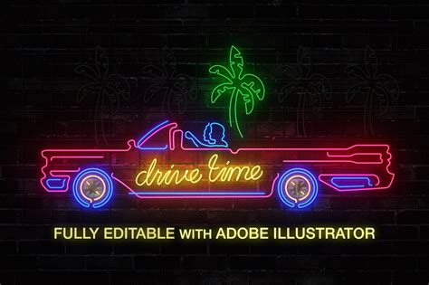 Retro Neon Sign Graphic Templates for Photoshop and After Effects