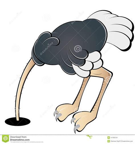 Ostrich Burying Its Head In Sand Vector Illustration Cartoondealer