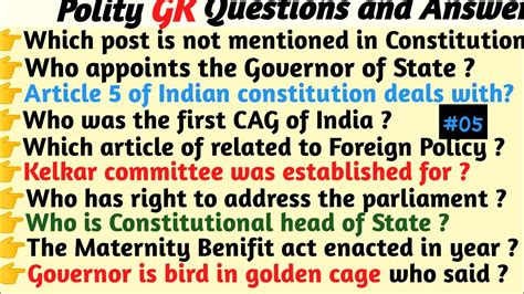 Polity GK Polity GK Questions And Answers Static GK On Indian Polity