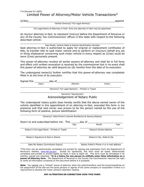General Power Of Attorney Form For Vehicle Gratis