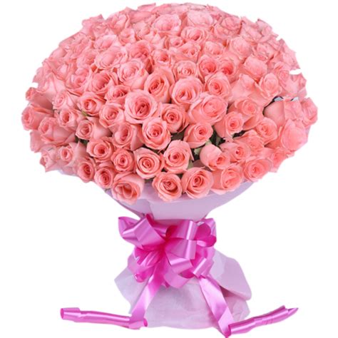 Delivery 100 Pcs Pink Roses In Bouquet To Cebu Philippines