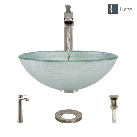 Shop the top 25 most popular 1 at the best prices! Rene Glass Vessel Sink in Sparkling Silver with R9-7007 ...