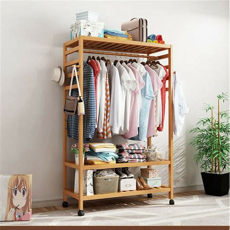 Download and use 20,000+ clothes rack stock photos for free. Wooden Clothes Rail Bedroom Wardrobe Stand Storage Rolling ...