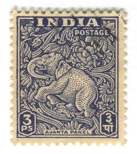 India Postage Stamp Ajanta Caves Elephant Postage Stamp Design