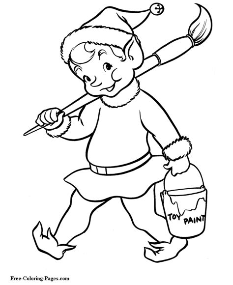 Christmas Coloring Pictures Elf At Work