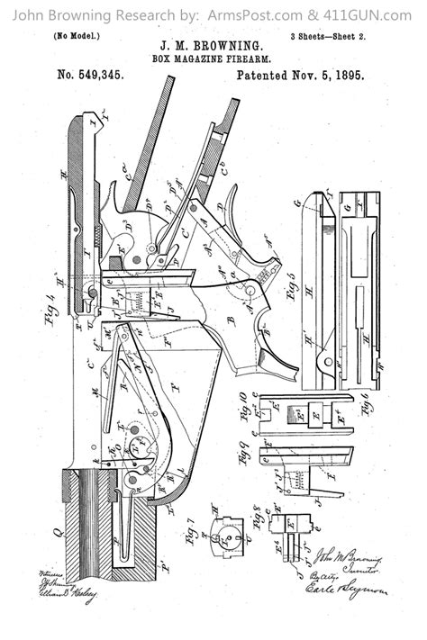 John Browning Patent 549345 Winchester Model 1895